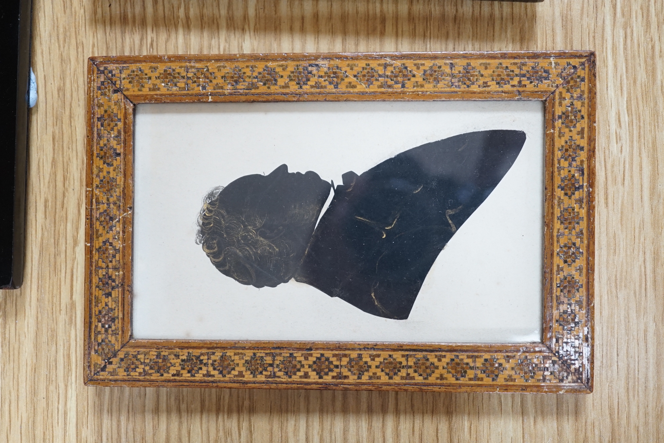 19th century English School, a group of silhouettes and portraits, largest 27 x 17cm